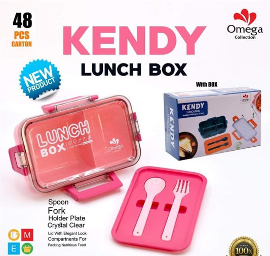 Plastic Kendy 2-Portion Tiffin & Lunch Box with Spoon and Fork