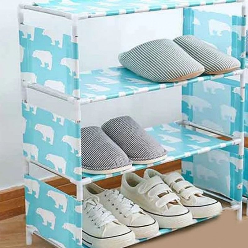 5 Layer Printed Shoe Rack DIY Shoes Storage Shelf Organizer with Metal Shelves