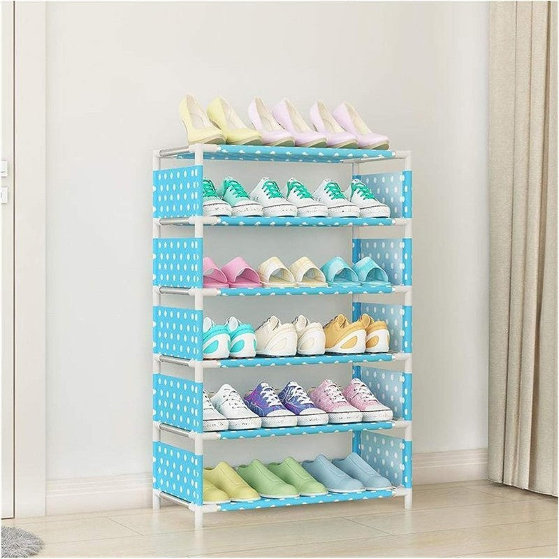 5 Layer Printed Shoe Rack DIY Shoes Storage Shelf Organizer with Metal Shelves