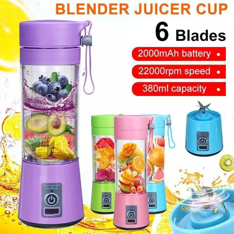 6 Blades Juicer Rechargeable Portable Electric USB Blender for Making Juice, Travel Juicer for Fruits and Vegetables,Juice Maker Machine (Multicolour) (SMALL)
