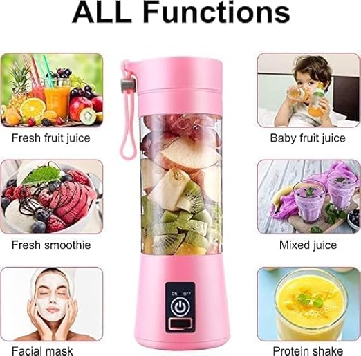 6 Blades Juicer Rechargeable Portable Electric USB Blender for Making Juice, Travel Juicer for Fruits and Vegetables,Juice Maker Machine (Multicolour) (SMALL)