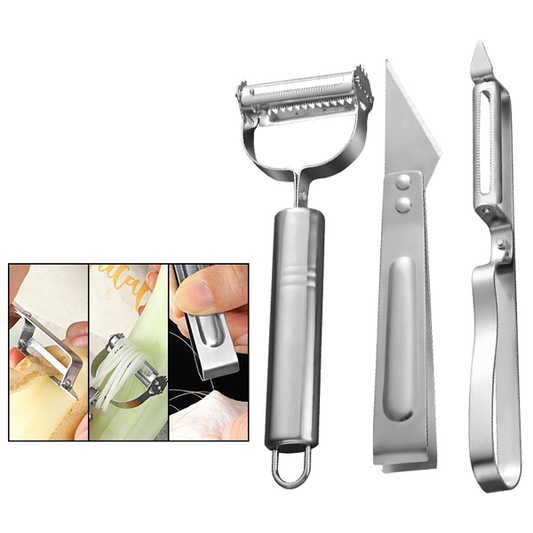 Multifunctional Stainless Steel Vegetable Peeler & Slicer 3pcs Set