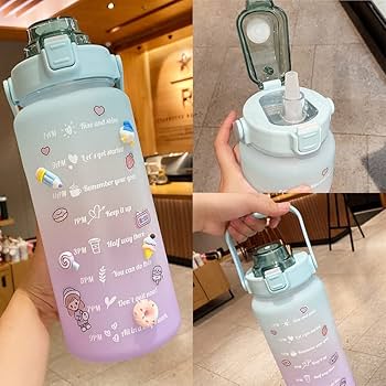 2L Large Capacity Water Bottle With Straw