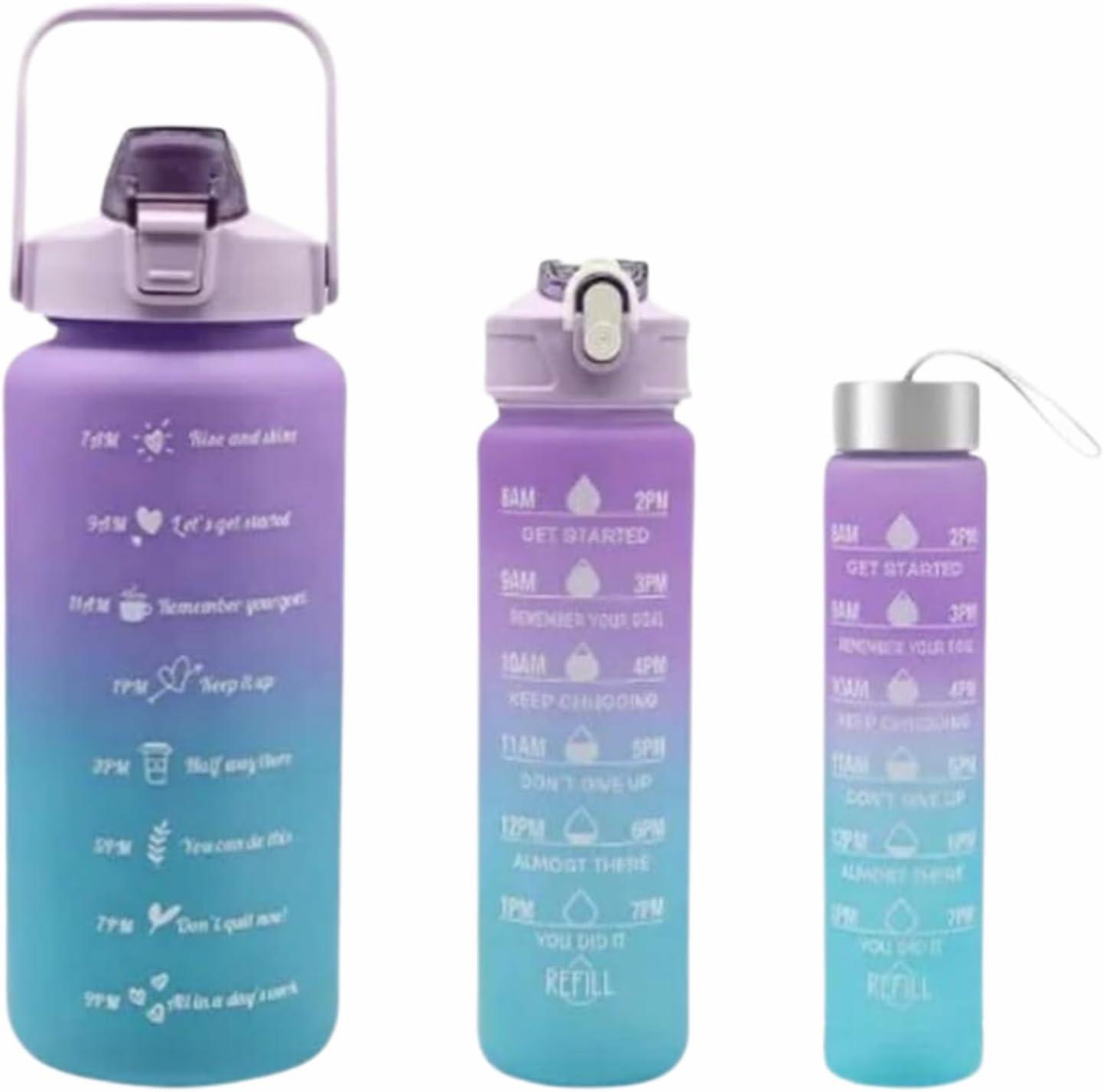 3 Pcs Motivational Jumbo Water Bottle set